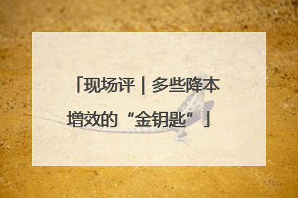 现场评｜多些降本增效的“金钥匙”