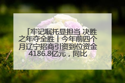 牢记嘱托显担当 决胜之年夺全胜丨今年前四个月辽宁招商引资到位资金4186.8亿元，同比增长17.4%