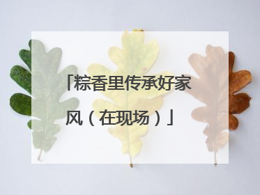 粽香里传承好家风（在现场）