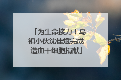 为生命接力！乌镇小伙沈佳斌完成造血干细胞捐献