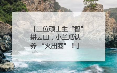 三位硕士生“智” 耕云田，小兰瓜认养 “火出圈”！