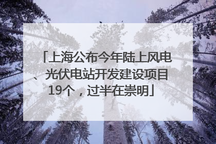 上海公布今年陆上风电、光伏电站开发建设项目19个，过半在崇明