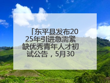 东平县发布2025年引进急需紧缺优秀青年人才初试公告，5月30日开展面谈