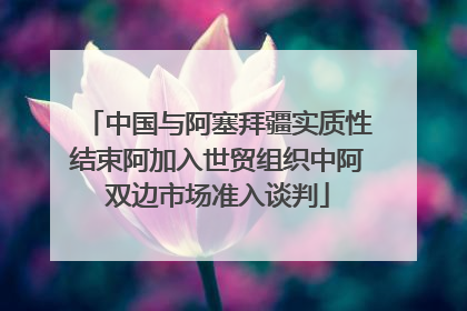 中国与阿塞拜疆实质性结束阿加入世贸组织中阿双边市场准入谈判