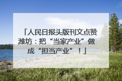 人民日报头版刊文点赞潍坊：把“当家产业”做成“担当产业”！