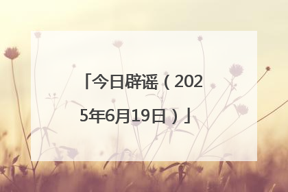今日辟谣（2025年6月19日）