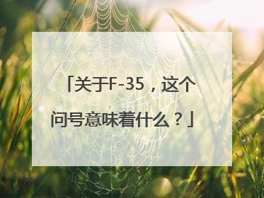 关于F-35，这个问号意味着什么？