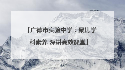广德市实验中学：聚焦学科素养 深耕高效课堂