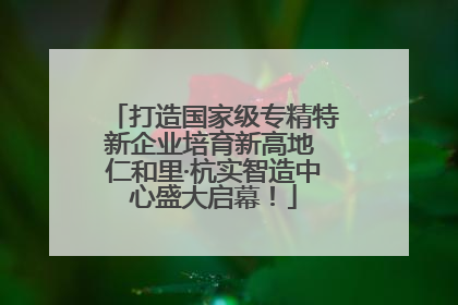 打造国家级专精特新企业培育新高地 仁和里·杭实智造中心盛大启幕！