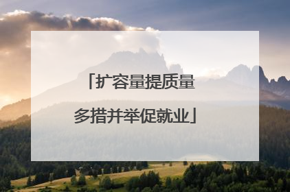 扩容量提质量 多措并举促就业