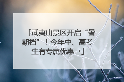 武夷山景区开启“暑期档”！今年中、高考生有专属优惠→