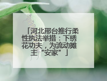 河北邢台推行柔性执法举措：下绣花功夫，为流动摊主“安家”