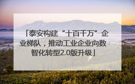 泰安构建“十百千万”企业梯队，推动工业企业向数智化转型2.0版升级