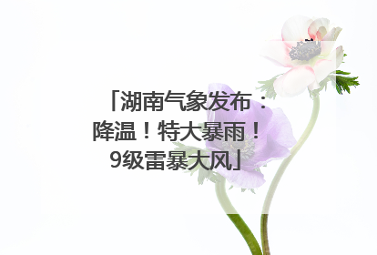 湖南气象发布：降温！特大暴雨！9级雷暴大风
