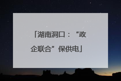 湖南洞口：“政企联合”保供电