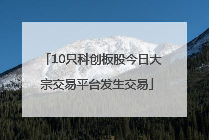 10只科创板股今日大宗交易平台发生交易
