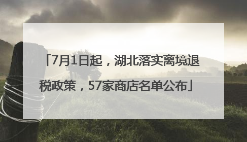 7月1日起，湖北落实离境退税政策，57家商店名单公布